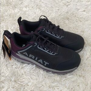 Women’s Ariat Outpace Steel-toe Work Shoe, Purple, Gray, Black, Size: 6, NWT!